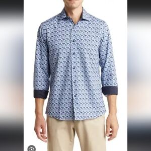 Tom Baine Comfort 4-Way Stretch Winkle Free Performance Dress Shirt NWT Size M